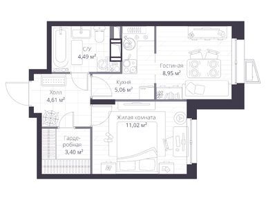 Планировки двухкомнатные в ЖК «Верен Норт Сертолово»