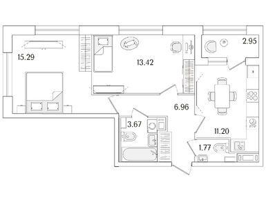 Планировки двухкомнатные в ЖК «Аурум»