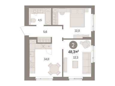 Планировки двухкомнатные в ЖК «Брусника в Новоселье»