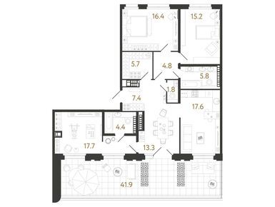 Планировки четырехкомнатные в ЖК «Визионер»