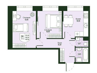 Планировки двухкомнатные в ЖК «Охтинские высоты»