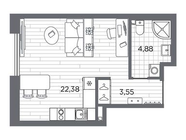 Планировки студии в ЖК «Галерная гавань»