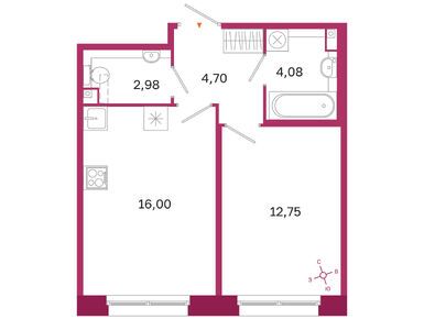1-комнатная 40.51 кв.м, ЖК «Дом на Курской», 16 235 395 руб.