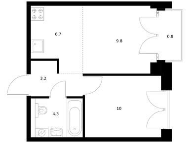 Планировки однокомнатные в Лермонтовский 54