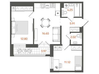 2-комнатная 52.80 кв.м, ЖК «STAVNI Обводный» («Ставни Обводный»), 20 758 867 руб.