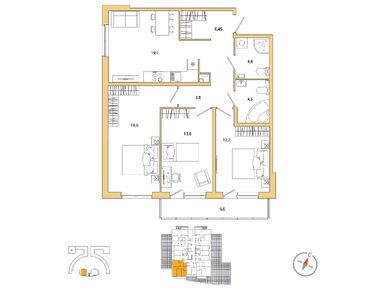 Планировки трехкомнатные в ЖК «ОКЛА Вижн»