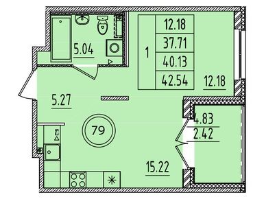 1-комнатная 37.71 кв.м, ЖК «Образцовый квартал 14», 7 730 550 руб.