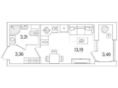 Планировки студии в ЖК «Гранат»