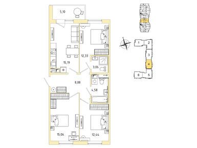 Планировки трехкомнатные в ЖК «IQ Гатчина»