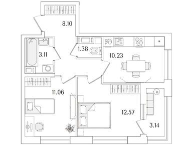 Планировки двухкомнатные в ЖК «Аурум»