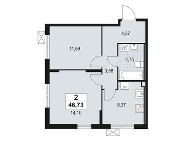 Планировки двухкомнатные в ЖК «А101 Лаголово»