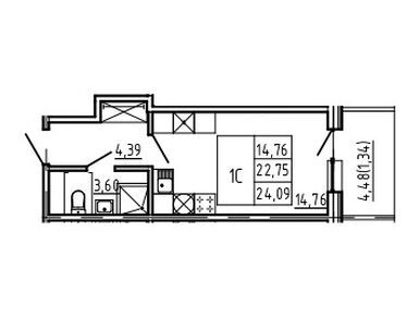 Студия 24.09 кв.м, Апарт-комплекс «Bereg. Курортный», 11 835 417 руб.