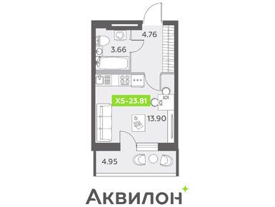 Планировки студии в ЖК «Аквилон ALL in 3.0»