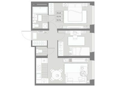 2-комнатная 52.76 кв.м, ЖК AVANT (Авант), 33 251 450 руб.