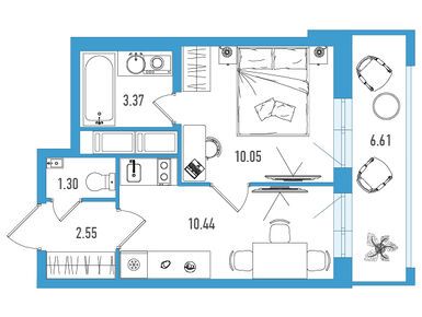 Планировки однокомнатные в ЖК «Искра Сити»