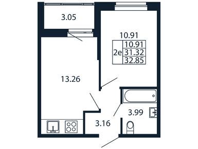 Планировки двухкомнатные в ЖК «Полис Новоселье»