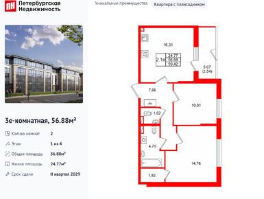 Планировки двухкомнатные в ЖК «Сэтл Дворцовый»