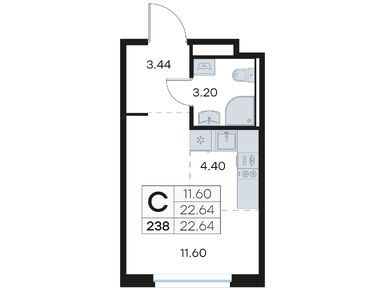 Студия 22.60 кв.м, ЖК «Глоракс Новоселье», 4 449 999 руб.