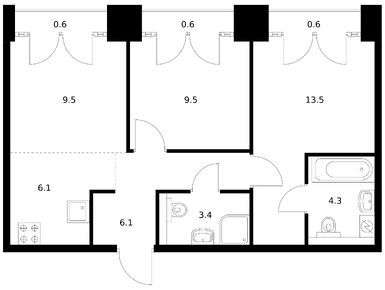 Планировки двухкомнатные в Лермонтовский 54