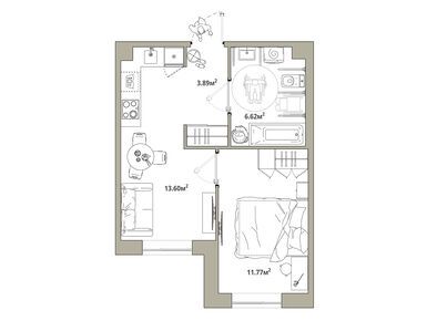 1-комнатная 35.88 кв.м, ЖК «Тишин», 6 645 694 руб.