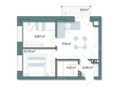 Планировки двухкомнатные в Клубный дом «Аксиома. Возрождение»