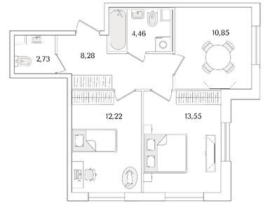 Планировки двухкомнатные в ЖК «Кинопарк»