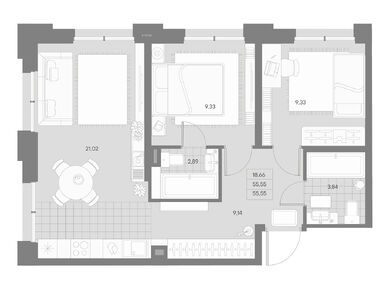 2-комнатная 55.55 кв.м, ЖК «Альпен», 31 220 822 руб.