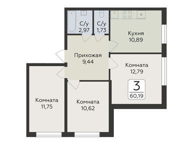Планировки трехкомнатные в ЖК «Панорама Юкки»