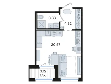 Студия 30.83 кв.м, ЖК «Глоракс Парголово», 6 349 999 руб.