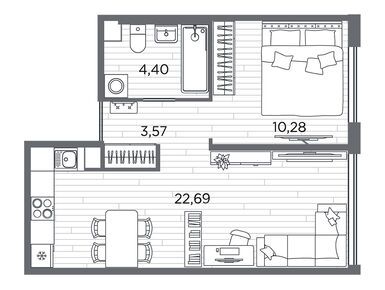 Планировки однокомнатные в ЖК «Плюс Пулковский»