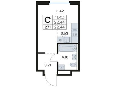 Студия 22.30 кв.м, ЖК «Глоракс Новоселье», 4 299 999 руб.
