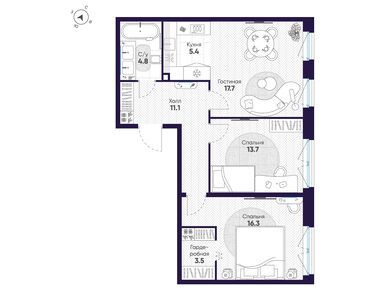 Планировки трехкомнатные в ЖК «ЛДМ»