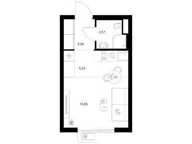 Студия 21.79 кв.м, Заречный парк, 4 046 403 руб.