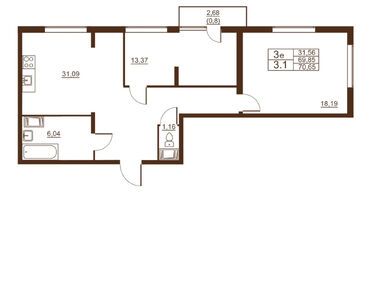 Планировки трехкомнатные в ЖК «Полёт»