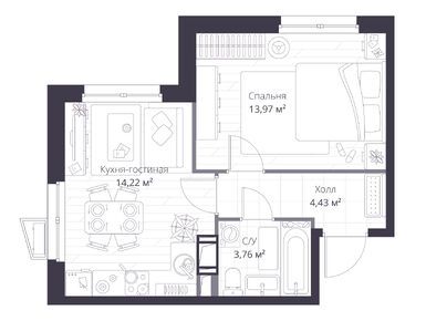 Планировки двухкомнатные в ЖК Veren Nort Сертолово
