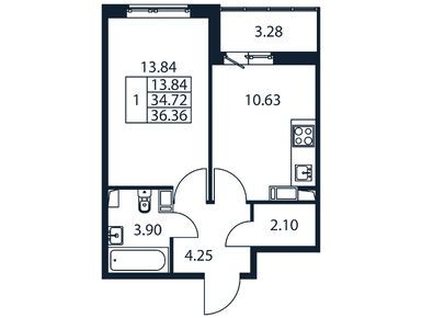 Планировки однокомнатные в ЖК «Полис ЛАВрики»