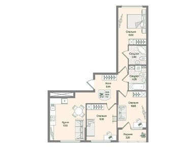 Планировки трехкомнатные в ЖК «Охтинские высоты»