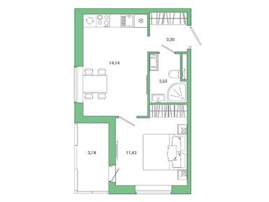 1-комнатная 34.50 кв.м, ЖК Jaanila Drive (Янила Драйв), 6 879 300 руб.
