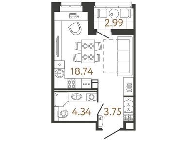Студия 26.83 кв.м, ЖК Ultra City 3.0 (Ультра Сити 3.0), 7 812 754 руб.