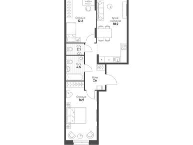 Планировки двухкомнатные в ЖК «Ягодное Река Парк»