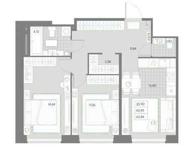 2-комнатная 66.35 кв.м, ЖК AVANT (Авант), 46 383 582 руб.