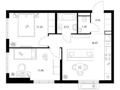 Планировки двухкомнатные в Таллинский парк