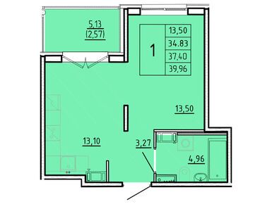 1-комнатная 34.83 кв.м, ЖК «Образцовый квартал 16», 7 558 110 руб.