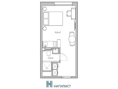 Планировки 1-к. апартаменты в ЖК «Нигилист»