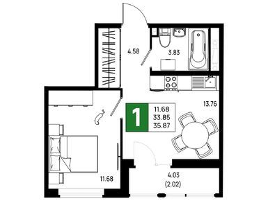 Планировки однокомнатные в ЖК «Имена»