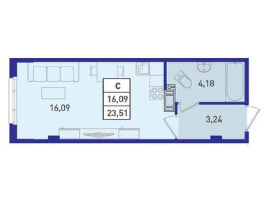 Студия 25.00 кв.м, ЖК «Ромашки», 3 125 000 руб.