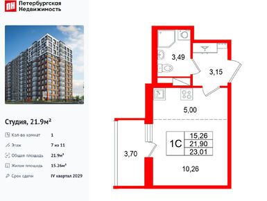 Студия 21.90 кв.м, ЖК «Астра Континенталь», 9 300 054 руб.