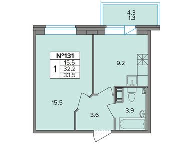 Планировки однокомнатные в ЖК «СМАРТ»