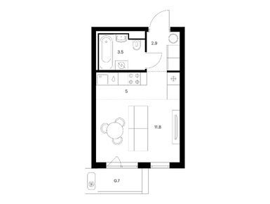 Студия 23.90 кв.м, Витебский парк, 7 351 640 руб.
