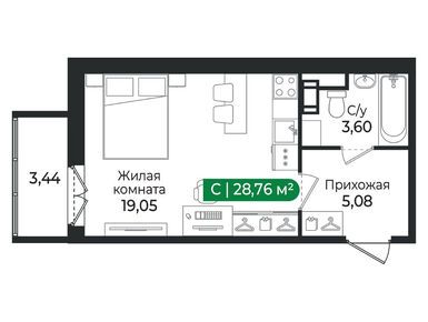 Студия 28.76 кв.м, ЖК «Сертолово Парк» (SERTOLOVO PARK), 5 752 000 руб.